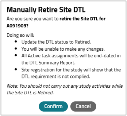 Popup for Retiring Site DTL