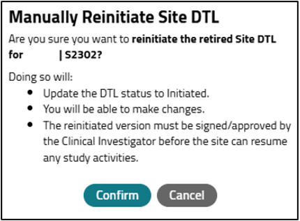 Reinitiate DTL Popup