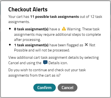 Checkout Alerts modal