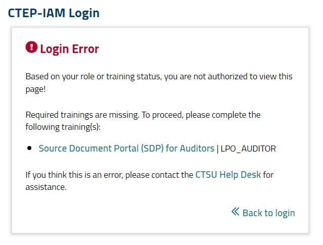 Missing training error message